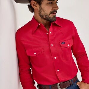 Wrangler COWBOY CUT® FIRM FINISH TWILL WESTERN SNAP WORK SHIRT Sz XL